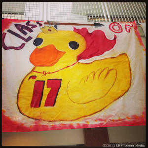 Freshman banner, featuring a 'lucky duck'