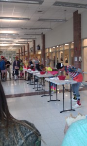 Students in third lunch participate in the lunch competition Wednesday