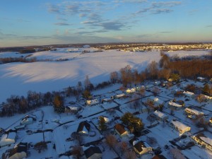 An aerial view of the East Village looking toward the West Village. Mt. Airy, Maryland. 1/24/2016