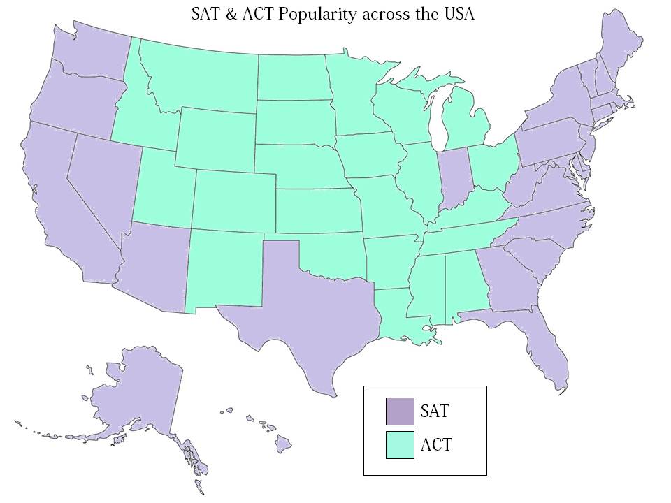 The+popularity+of+the+SAT+and+ACT+across+the+country.%0A%0AMap+by+Olivia+Goldstein