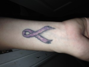 Alyson Barnhart's cancer awareness tattoo.