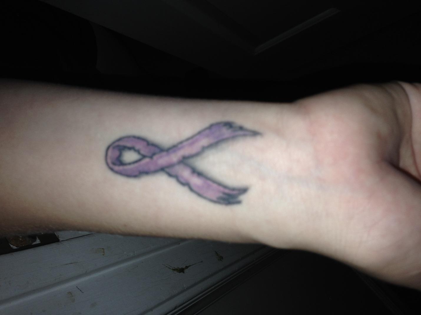 Purple Ribbon and Butterfly Tattoo Design