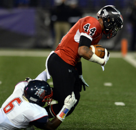 Running back Phillip Butler trucks into the end zone against Franklin in the 2013 3A State Championship game. Photo courtesy of the Frederick News-Post