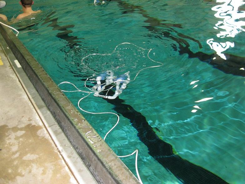 Brady Brockdorff swims with an ROV.