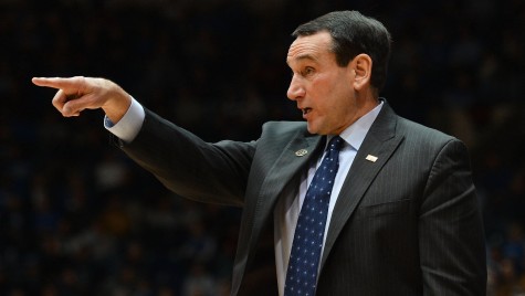 Duke head coach Mike Krzyzewski directs the team in the second half as the Duke Blue Devils beat the Vermont Catamounts 91-90 at Cameron Indoor Stadium in Durham, N.C., Sunday, Nov. 24, 2013. (Courtesy of Chuck Liddy/Raleigh News & Observer/MCT)