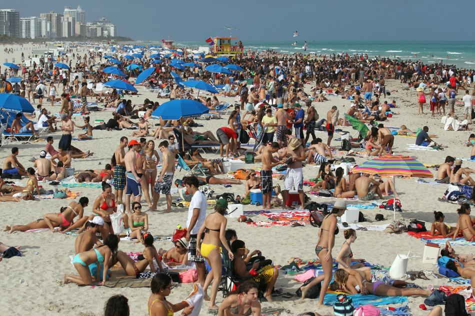 Spring breakers at a beach in South Florida.