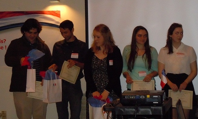 Rachel Strasburg (center) stands in line with other contest winners