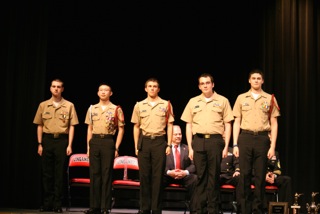 The NJROTC staff stands at awards ceremony for recognition of their efforts