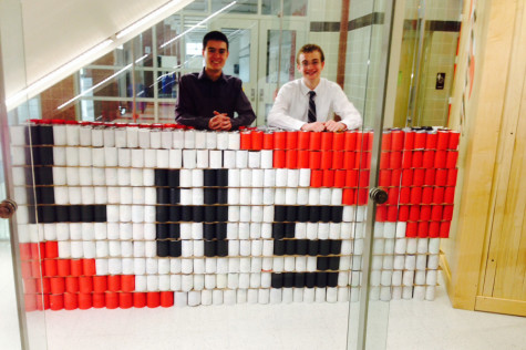 Noah Ismael (left) and Jake Butehorn (right) Pose with their Canstruction.