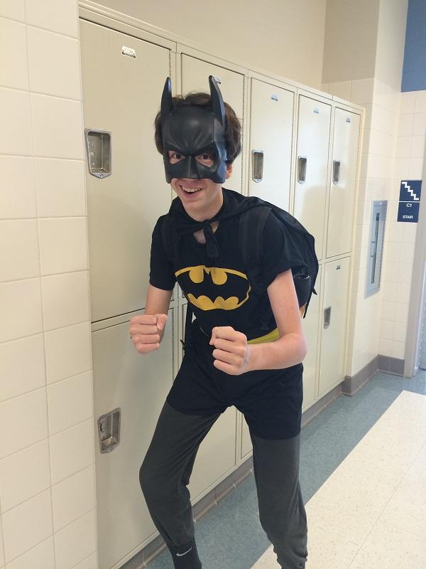 Garret Whieler dresses up like Batman