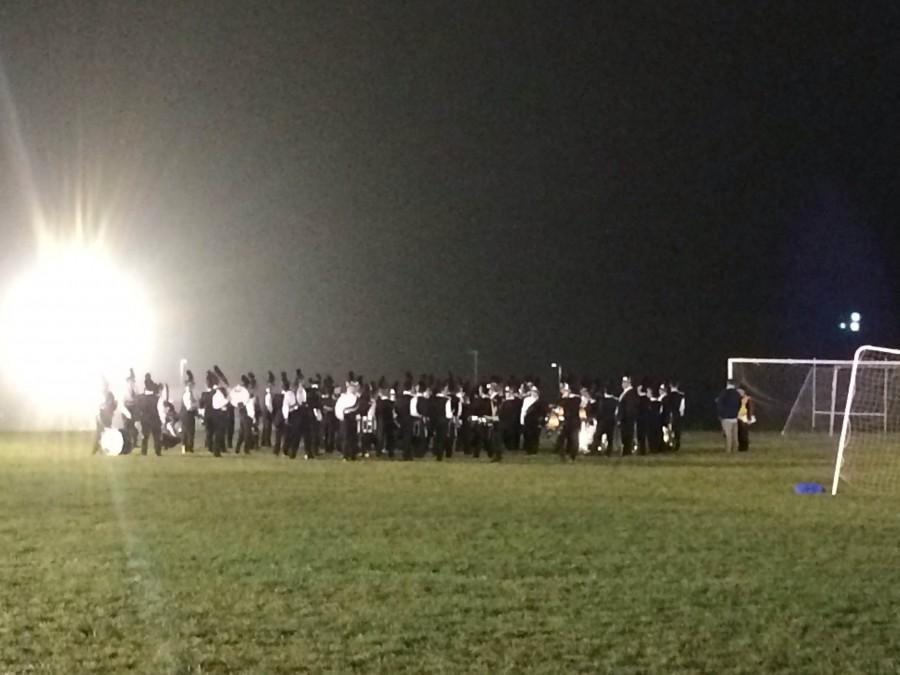 The LHS marching band takes the field at the County Marching Band Festival.