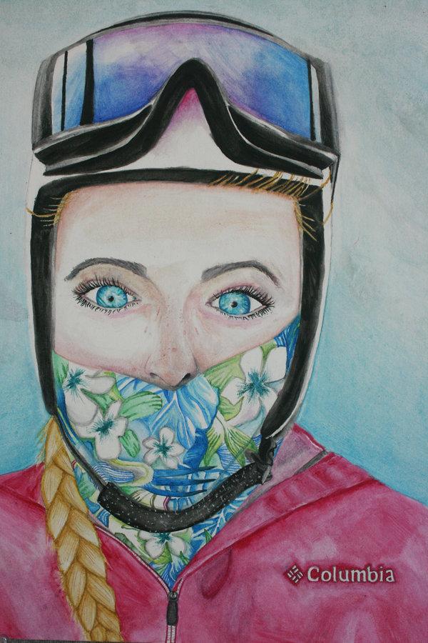 Coloured pencil self portrait, drawn by Katie Lam