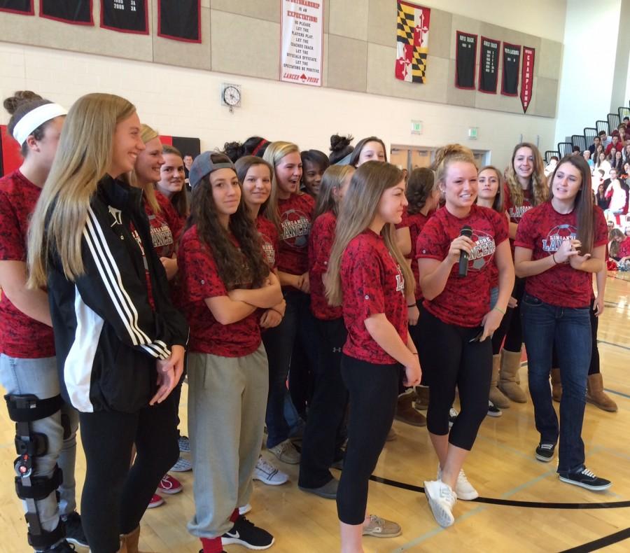 The girls soccer team thank Lancers for all the support.
