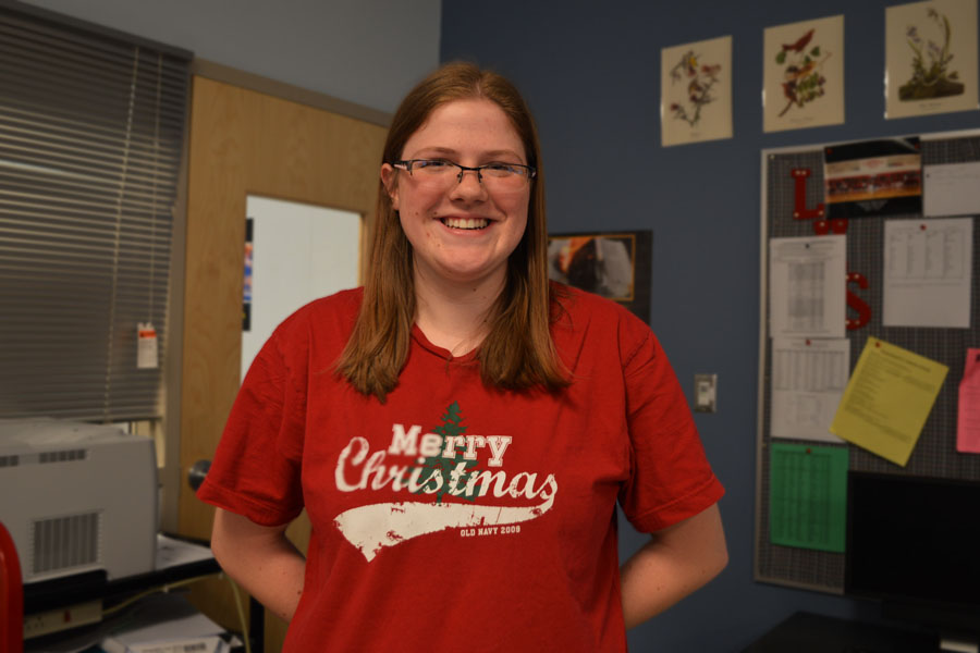 Junior Emily Gorham, who is Jewish, wears a Christmas t-shirt to school.  She is one of many who has a split heritage.