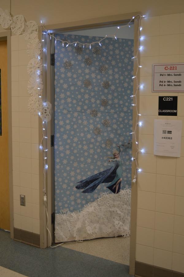 Mrs. Sands froze her door for the holidays in room C221.