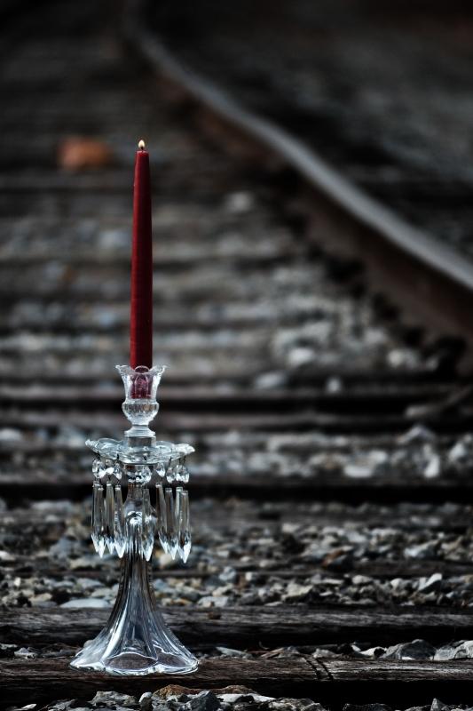 Railroad Tracks by Candlelight by digital photo 2 student, Julia Peigh. 