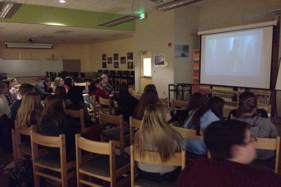 Students watch The Maze Runner at an NEHS event on 1/22