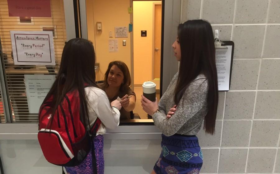Seniors Alex Palmer and Phoebe Kolesar received late passes at attendance.