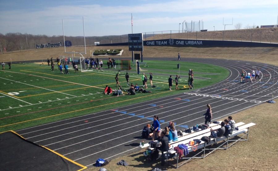 Students prepare to participate in the Unified Track and Field Meet at Urbana High School