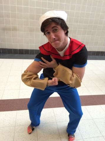 Senior Jonathan Gober suits up as his Its Graphic character: Popeye.