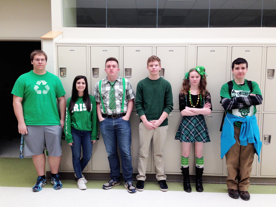 Linganore students show their Irish pride. (Left to right: Nate Smith, Alyssa Yammarino, Richie Deuto, Brandon Cooper, Ashley Gamble, Aaron Calenoff)