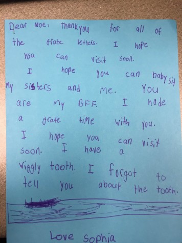 Senior Moe de La Viez's final letter from her pen pal.
