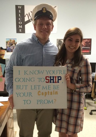 Seniors Chris Cooper and Isabella Marcellino pose after a smooth promposal.