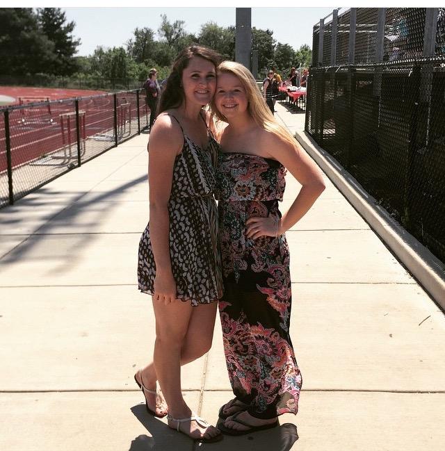 Best friends Rhianna Lapen and Megan Kelly dress up for the picnic.