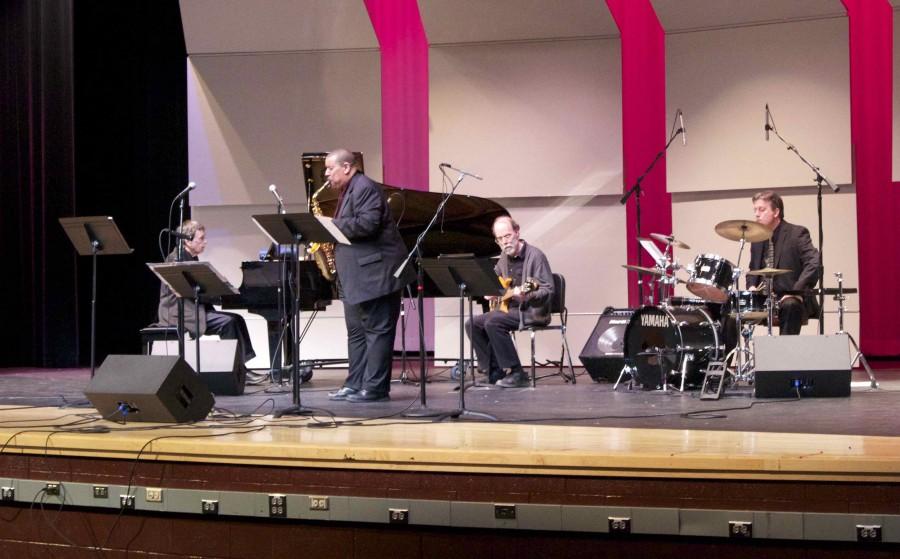 (from left to right) Dr. James Miltenberger, Curtis Johnson, Dr. Scott Green, and Kevin Lloyd played in the James Miltenberger Jazz Ensemble on May 20th. 