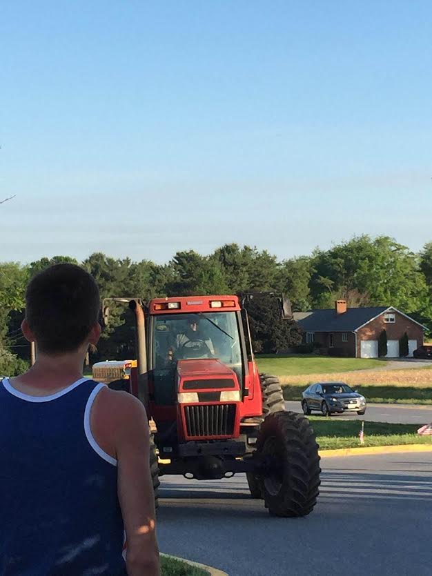 Linganore students participate in Bring Your Tractor to School Day.