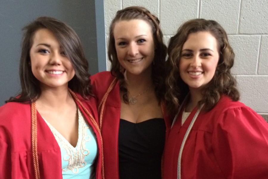 (Left to right) Denali Packard, Kassie Lane and Erin Stewart pose before graduation.