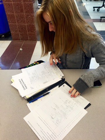 Bree Cacioppo takes one last look at her notes before the Chemistry final.