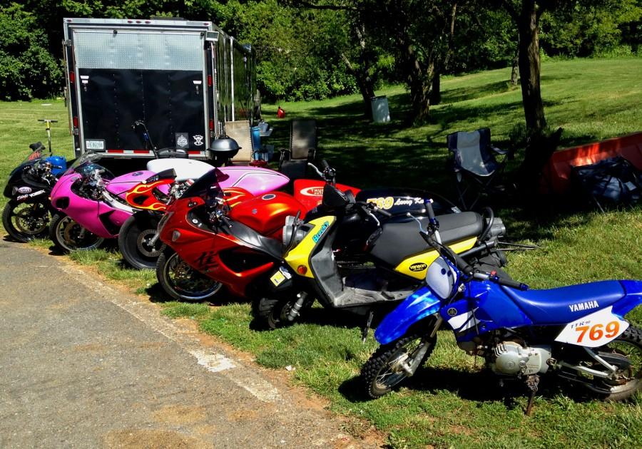 All four Hamilton bikes, along with their pit bikes.
