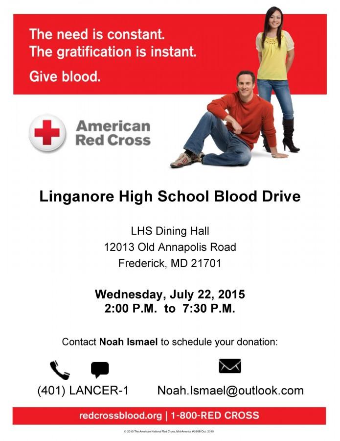 Red Cross Blood Drive Poster July 22 2015