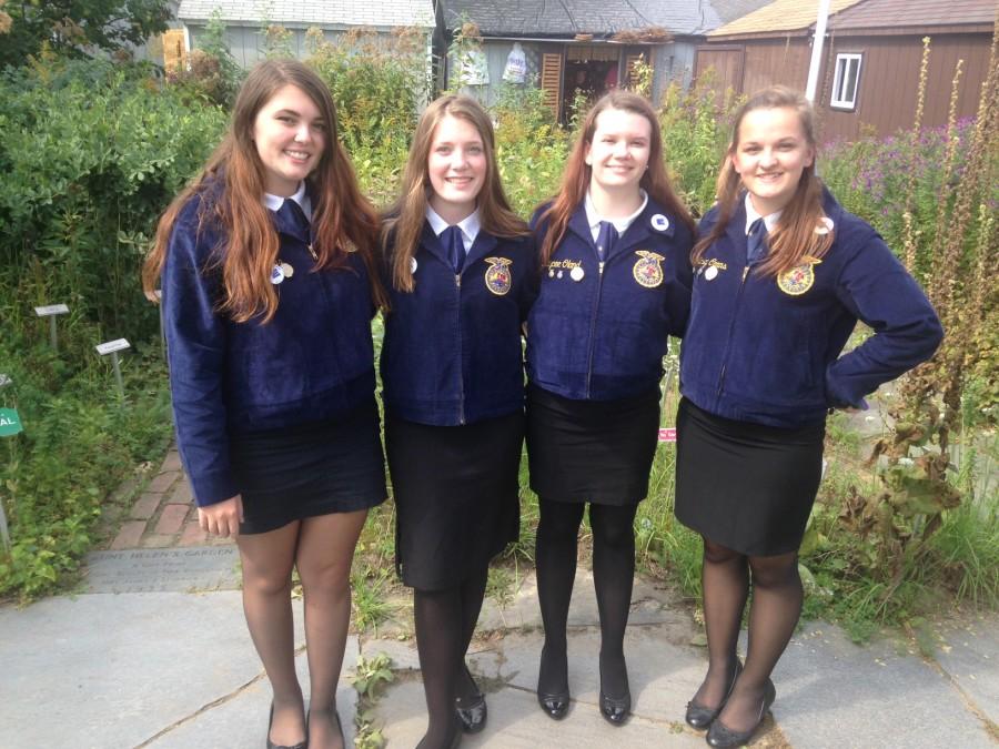 Seniors Sara Combs, Alyssa Mattison, Kaycee Oland, and Kasey Carns after finishing their four hour competition.