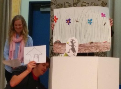 French students present their interpretation of Jean de la Fontaines fable the Ant and the Grasshopper.
