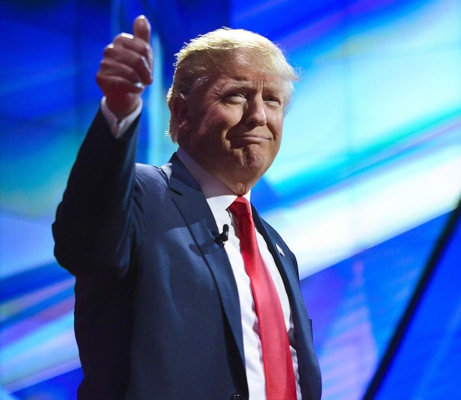 Presidential candidate Donald Trump walks on stage during the CNN Republican presidential debate at the Venetian in Las Vegas on Tuesday, Dec. 15, 2015. (Riccardo Savi/Sipa USA/TNS)