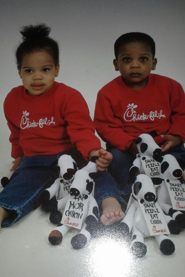 Haley and Devin Barge sport their Chick-fil-a gear even in their early years.
