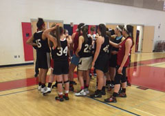 The ladies gather together after a tough practice preparing themselves to face TJ on Tuseday. 