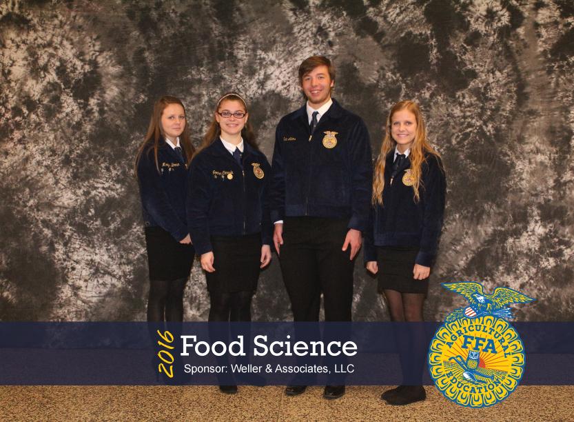 Megan Brown, Jordan Cencula, Sean Adams, and Morgan Brown participated in the Food Science event.