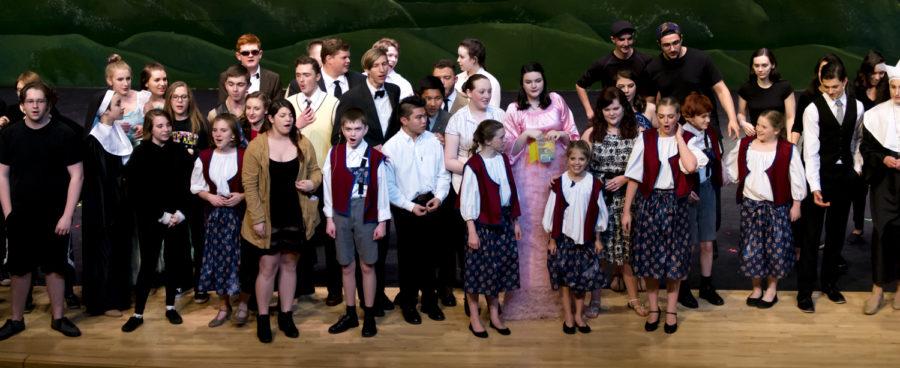 Cast members take a bow after opening night of the spring musical.