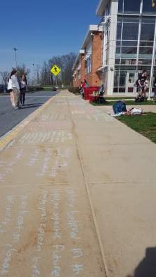 The sidewalk in front of Linganore was covered in colorful chalk copies of poems.