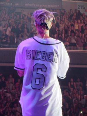 Bieber flaunt his Bieber jersey.