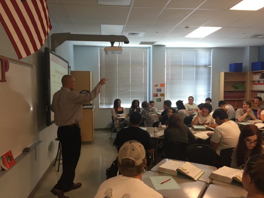 Jesse Bortner teaches to his English 10 class.