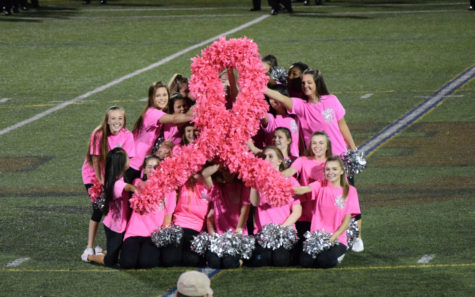 Lancer Poms at the end of their performance at the Pink Out (October 21, 2016)