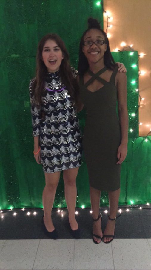 Amanda Anderson and Sylvia Nelson pose for a photo at homecoming.