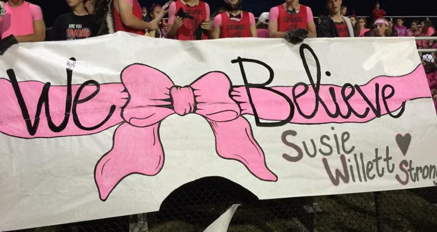 Student section banner Friday night, made by Emily Nemeth, and Kennedi Ambush. 