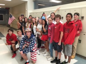 Natalie Rebetsky's English Class of 2020 celebrates America Day.