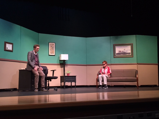 Lincoln Robisch and Christian Howard portray a therapist and patient in the play Mind Games.