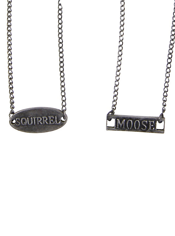 Moose and Squirrel Necklace